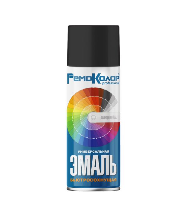 Эмаль-аэрозоль РемоКолор RAL1002 0,52л Черная глянцевая