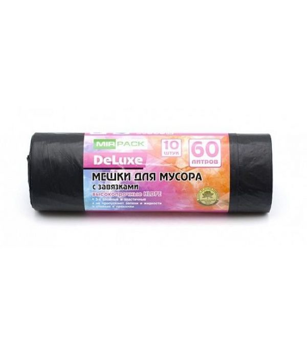 Мешки для мусора с завязками 60л 20шт