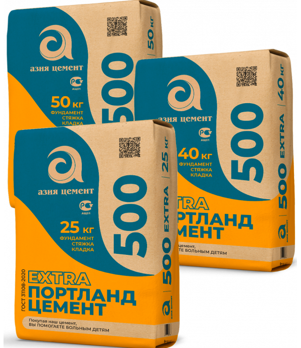 Цемент АЗИЯ М-500 50 кг (40 /30меш/уп)