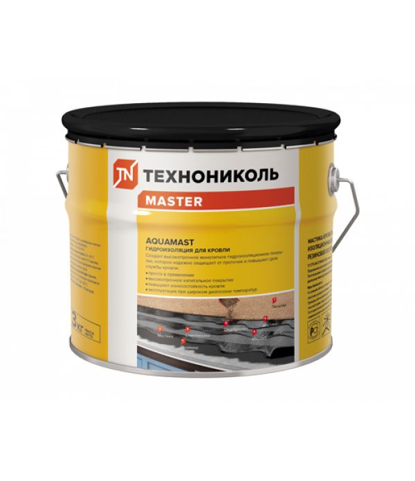 Мастика ТЕХНОНИКОЛЬ AquaMast битумно-резиновая 3кг (для кровли)