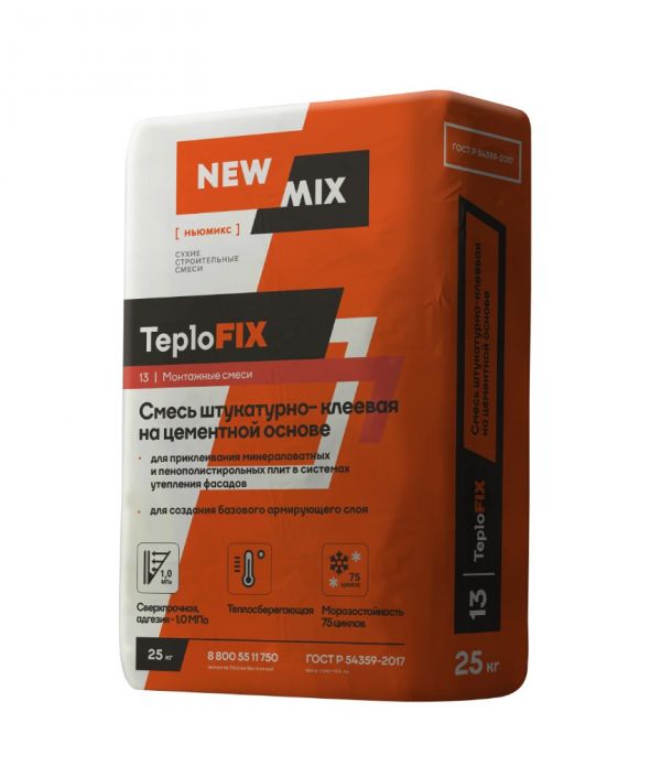 Монтажный клей NEW-MIX «TeploFIX»  25 кг (48шт/уп)