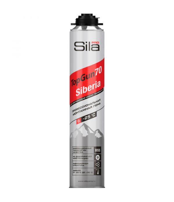 Пена монтажная проф. SiLaPro TopGun SIBERIA 70л 890мл лето