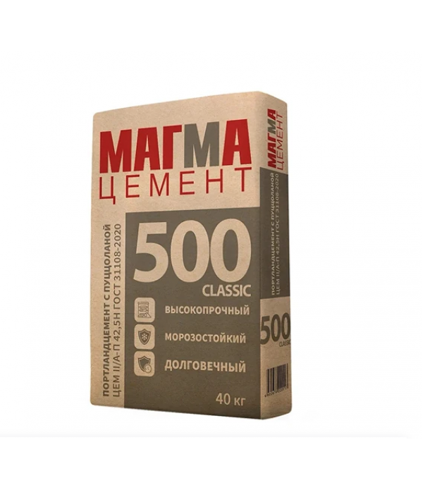 Цемент М-500 МАГМА 40 кг ЦЕМ2 (40меш/уп)
