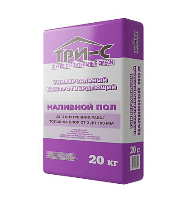 Наливной пол ТРИ-С Быстротвердеющий (3-100мм) универсальный 20кг( 80 меш/уп)