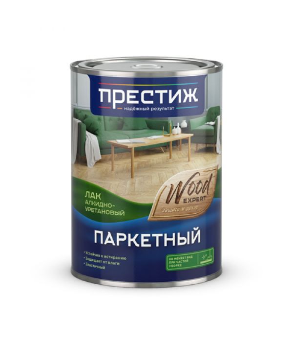 Лак паркетный алк-уретановый ПРЕСТИЖ бесцветный матовый 0,9л.